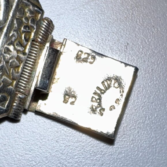 Vintage 1970s Silver 925 Panel Bracelet Faux Opal Beads Cabochons Mexico - Picture 11 of 14